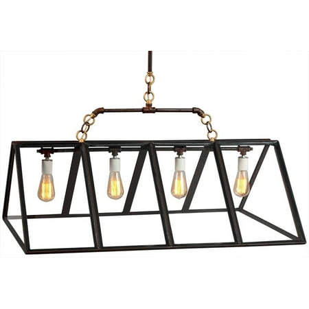

Rustic Pendant Chandelier Hand Forged 4 Lights Greenhouse Look Glass Panes