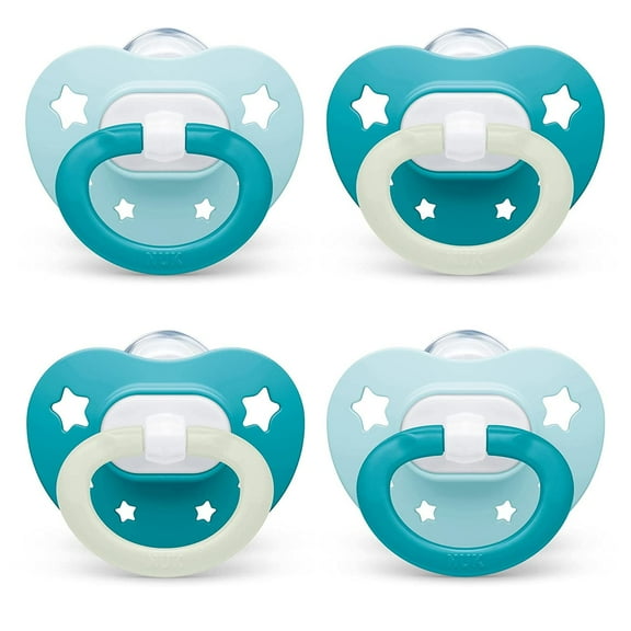 NUK Orthodontic Pacifiers, 0-6 Months, 4 Count (Pack of 1) Blue 4 Count (Pack of 1)