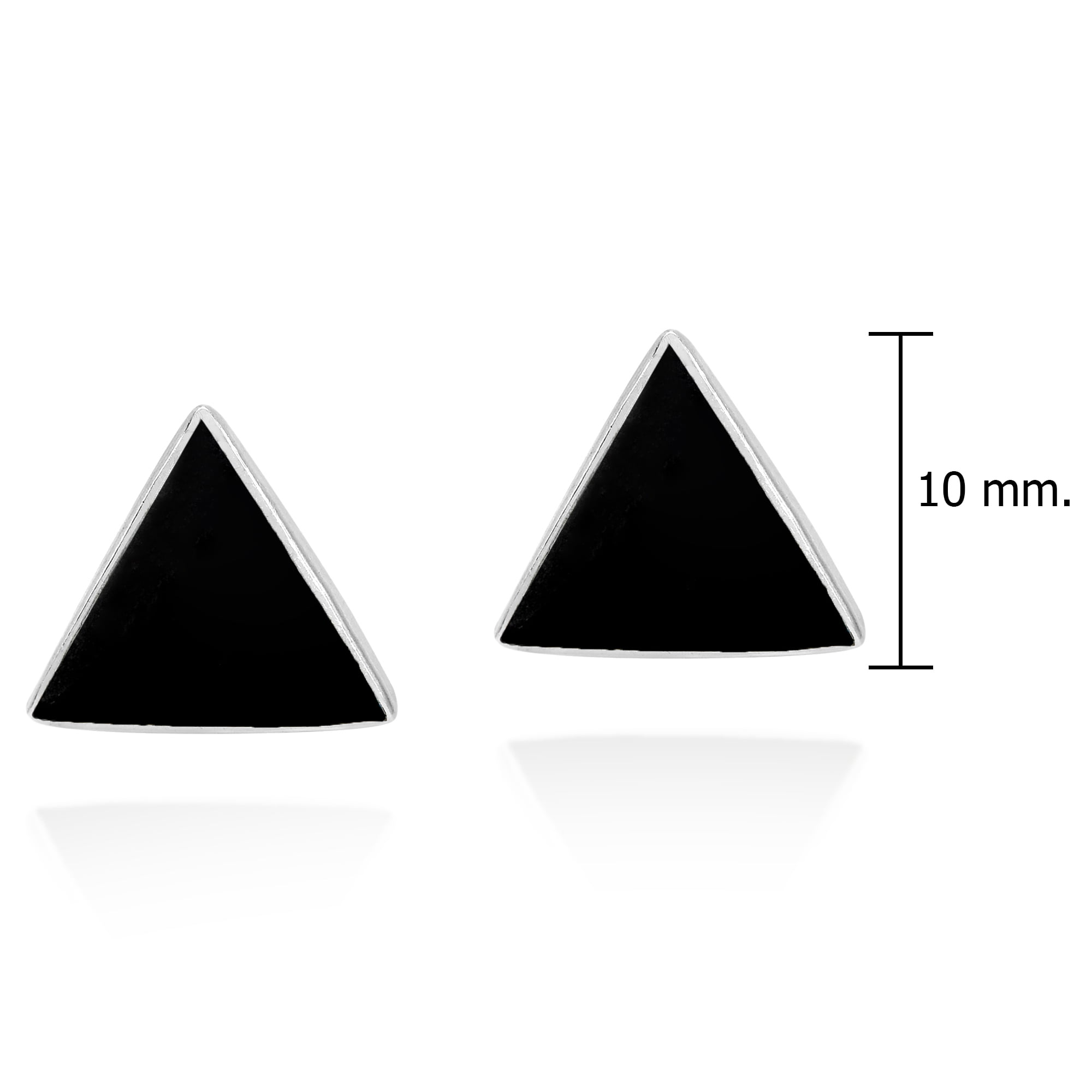 Black Onyx in Triangle 925 Sterling Silver Square Earrings 