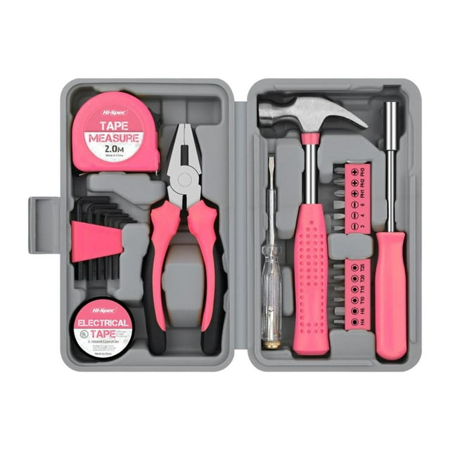 24 Pcs Outils de Réparation Ménagers, avec Étui de Rangement Portable, Polyvalent Rose