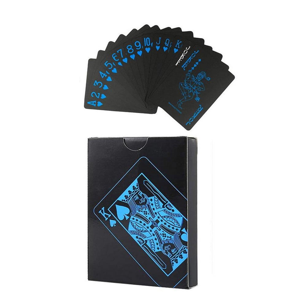 PVC Black Plastic Poker Waterproof Magic Playing Cards Table Game Silver Blue 