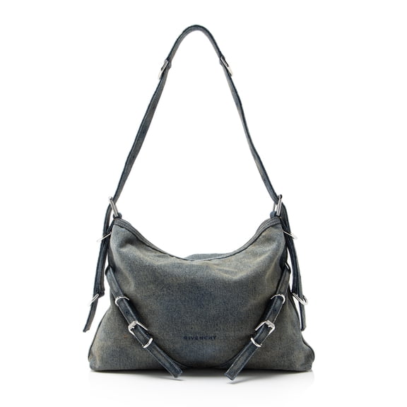 Pre-Owned Givenchy Washed Denim Voyou Medium Shoulder Bag