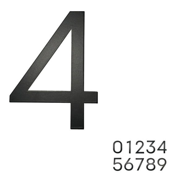 Adoorn 4 Inch Mailbox Numbers - Number 4, Black Color, Each Sold Individually, Premium Metal Self Stick Address Numbers, Weatherproof Mailbox Numbers for Outside