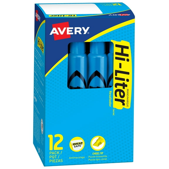 Avery Hi-Liter Desk-Style Highlighter, Fluorescent Blue, (24016)