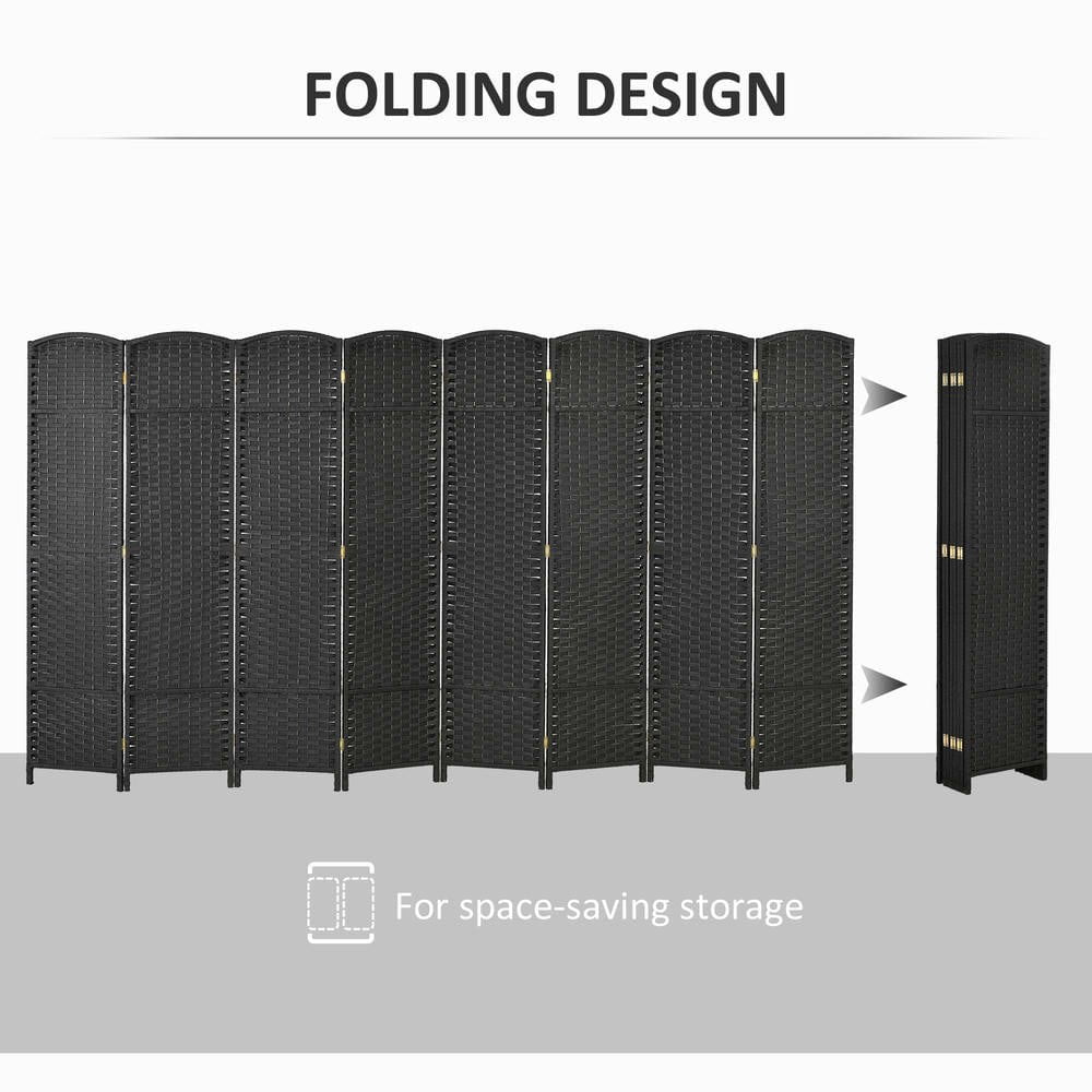 Resenkos 5.6ft Folding Room Divider Screen - 8-Panel Freestanding Privacy Partition for Home Office, Black