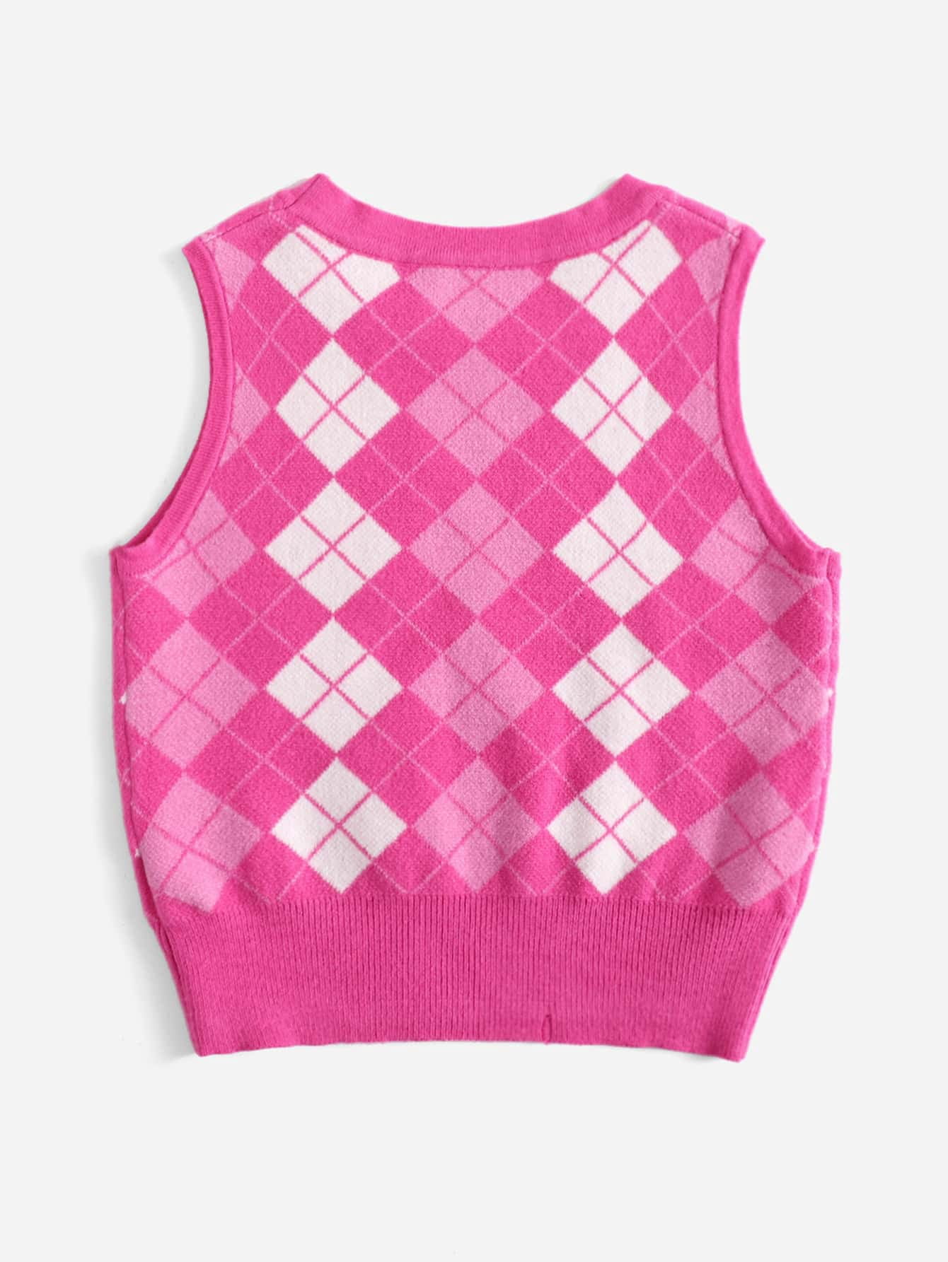 Hot Pink Toddler Girls Argyle Pattern 