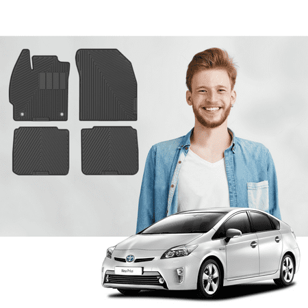 Road Comforts Custom Fit Toyota Prius 2012-2015 High Quality All Weather Car Mats with a Stylish Look - Front and Second Row (4pcs) (Best Quality Car Mats)