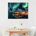 thumbnail image 2 of COMIO Northern Lights Wall Art Nature Snow Mountain Landscape Canvas Picture Artwork , Green Aurora Borealis Wall Decor Modern Farmhouse Scenery Painting, 2 of 4