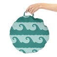 thumbnail image 2 of Nautical Round Floor Cushion with Handle, Cartoon Design Swirling Ocean Waves Flow in Pastel Colors Print, Decorative Pillow for Living Room & Dorms, 18" Round, Teal and Pale Seafoam, by Ambesonne, 2 of 4