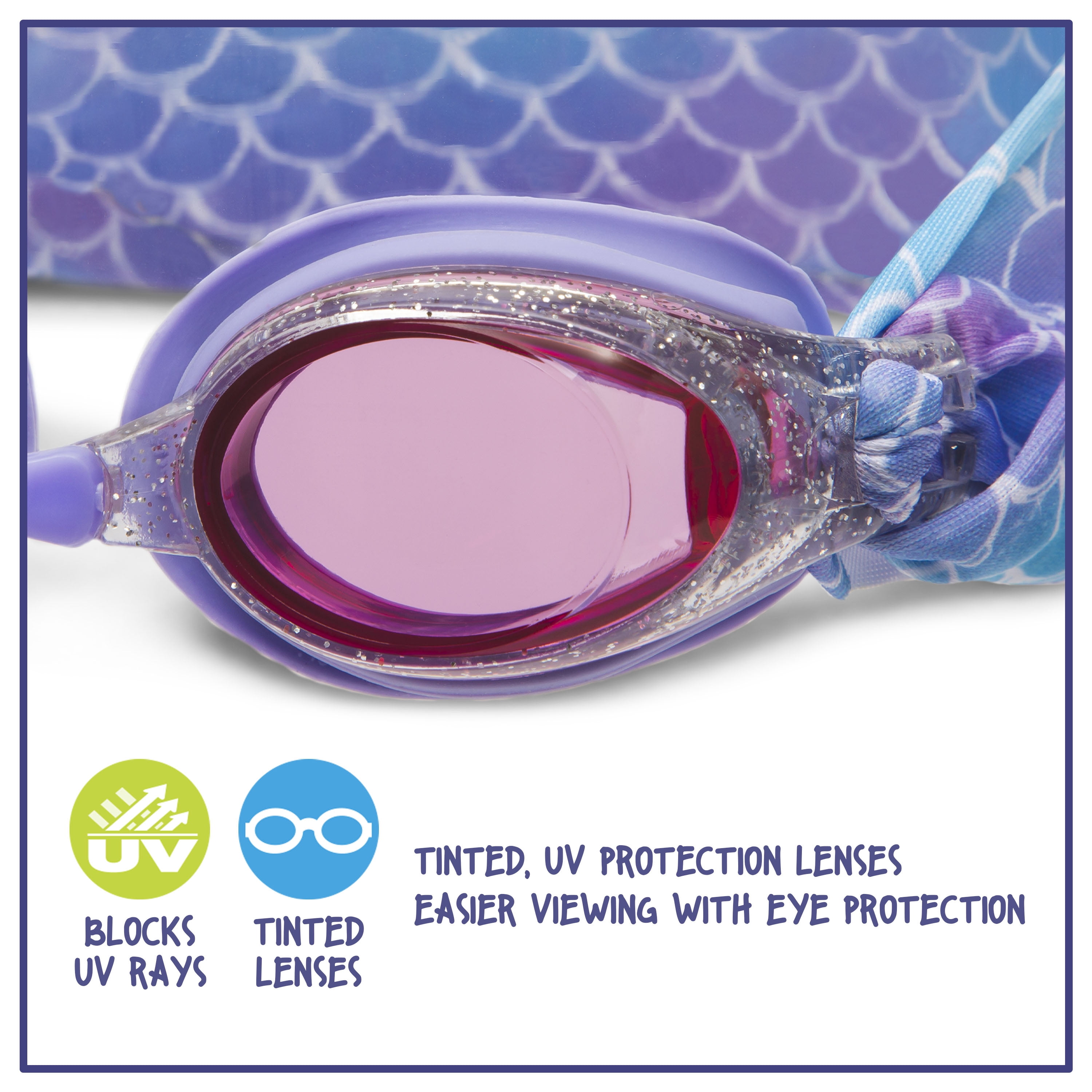 EyePop Mermaid Fabric Strap Goggles for Children, Blue/Purple Unisex, One Size Fits Most