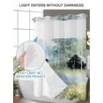 thumbnail image 6 of No Hook Shower Curtain with Snap-in Liner, Spring Grey Green Waterproof Fabric Bathroom Curtains, Country Oil Painting Cabin Flowers Trees Bath Curtains & Mesh Top Window 60"x72", 6 of 9