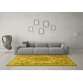 thumbnail image 3 of Ahgly Company Machine Washable Indoor Round Persian Yellow Traditional Area Rugs, 4' Round, 3 of 4