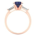 thumbnail image 4 of 2 ct Round Cut Simulated Blue Sapphire 3 Stone 18K Rose Gold Womens Engagement Ring, 4 of 5