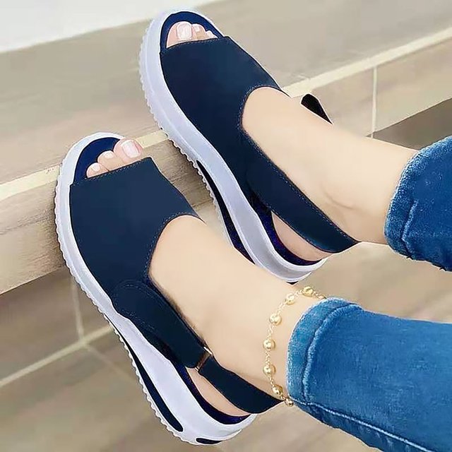 Zapatos de mujer Moda Color sólido Minimalista Boca de pescado Sandalias de cuña de fondo grueso Zapatillas Chanclas Wmkox8yii nm6104