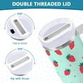 thumbnail image 3 of Yayeee 40oz Stainless Steel Tumbler with Straw and Handle Double-Wall Insulated Travel Water Bottle, Green Strawberry, 3 of 8