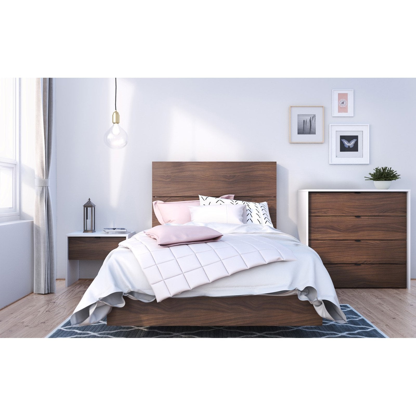 Nexera Alibi Platform Bed With Optional Modern Headboard Walmart Com Walmart Com