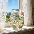 thumbnail image 5 of Cadancy Hand Painted Dragonfly Glass Cup with Gold Rim Wine Tumbler, Elegant Stemless Drinking Glassware for Juice Water Beverage Kitchen Bar Party Home Decor Holiday Gift, 5 of 8