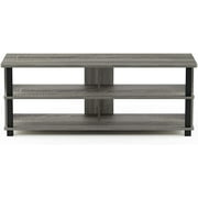 Furinno 17077GYW/BK Sully 3-Tier Stand for TV up to 50, French Oak Grey/Black