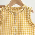 thumbnail image 4 of Toddler Girl Clothes Baby Summer Outfit Plaid Ruffle Sleeveless Vest Tank Tops Pants Set Yellow 6-7 Years, 4 of 6