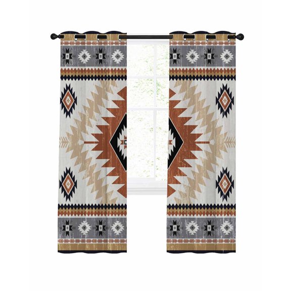 Orange Beige Boho Blackout Curtains, Light Blocking Print Window Curtains, Vintage Ethnic Tribal Southwestern Thermal Insulated Window Drapes for Living Room Kitchen Cafe 2 Panels, 104"W x 52"L