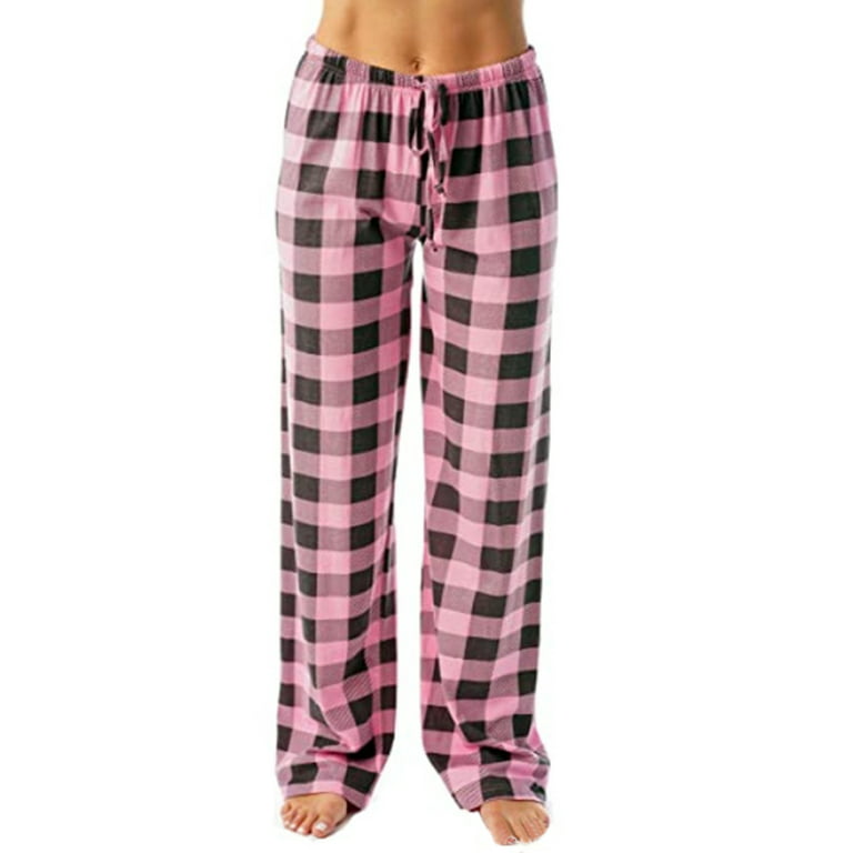 Women Lounge Pants Comfy Pajama Bottom with Pockets Stretch Classic Plaid  Sleepwear Drawstring Elastic Waist Pj Bottoms Pants,Soft Full Length