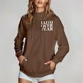 thumbnail image 2 of TrendOFT Faith Over Fear Graphic Hoodies Christian Faith Sweatshirt For Women Bible Verse Religious Hoodie Pullover Tops Khaki M, 2 of 8