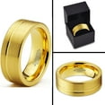 thumbnail image 3 of Charming Jewelers Tungsten Wedding Band Ring 8mm for Men Women Comfort Fit 18K Yellow Gold Plated Flat Cut Brushed Polished Lifetime Guarantee Size 12, 3 of 3