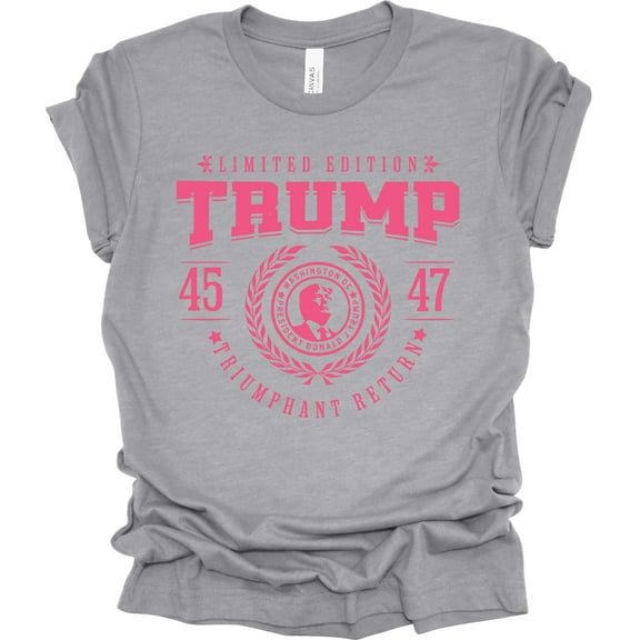 Trenz Shirt Company Womens Trump 45 47 Triumphant Return Ladies Short Sleeve T-shirt-Athletic Grey-4xl