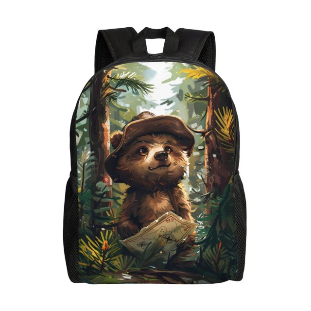 Fotbe Jungle Hat Bear Mochila de Viaje para Laptop, Mochila Ejecutiva Delgada y Resistente 15.6"