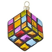 RAZ 3" Classic Puzzle Block Cube Glass Ornament
