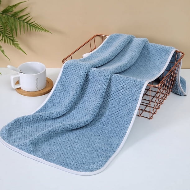 Nvzi Toalla de vellón de coral de alta densidad, 2 piezas, toalla de mano de algodón suave para el hogar,altamente absorbente para ducha, piscina, toalla de mano de 35x75cm (azul)
