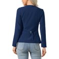 thumbnail image 3 of INSPIRE CHIC Business Casual Blazers for Women Button Down Scoop Neck Long Sleeve Office Work Blazer Jackets with Pockets L Navy Blue, 3 of 6
