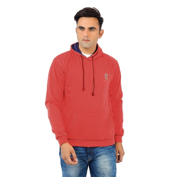Chanda Khuba Hoodies for Men Red and Orange and Black Fleece Blend Full Sleeve Sweatshirt for Men - CKHD02-03-M