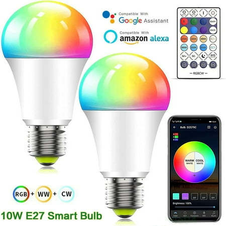

WiFi Smart Bulb E27 10W Led Colour Changing RGB Light Bulbs with Remote Contro WiFi Bluetooth Connection and Voice Control with Echo Google Home Smart Speaker