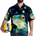 thumbnail image 4 of Starry Sky Frog Men's Short Sleeve Spread Collar Hawaiian Shirts, Casual Printed Button Down Summer Beach Tops, Unisex Men's Shirts, 4 of 6