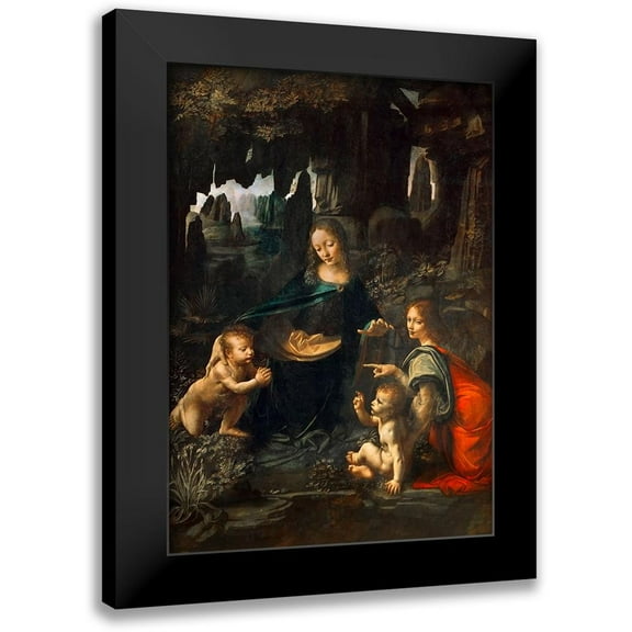 Leonardo, da Vinci 11x14 Black Modern Framed Museum Art Print Titled - Vergine delle Rocce