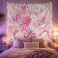 thumbnail image 2 of Ocean Waves Floral with Bouquet Dominates Roses Peonies, Mystical Fantasy for Space Lovers, Galaxy Room Decor, Valentine'S Day Gift, Tapestry Wall Hanging for Bedroom and Dorm, 2 of 6