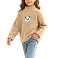 thumbnail image 4 of Spazoro Girls Fleece Mock Neck Long Sleeve T-Shirts, Panda Print Warm Stretchy Long Sleeve Loose Fit Casual Pullover Tops Tee for Fall Layering Brown Size 0-1T, 4 of 6