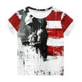 thumbnail image 4 of Frwgonr Girls 4th of July T-Shirts Kids American Flag T-Shirt Boys Patriotic Short Sleeve Tees Summer Top Clothes Blue, Size 3-12 Years, 4 of 5