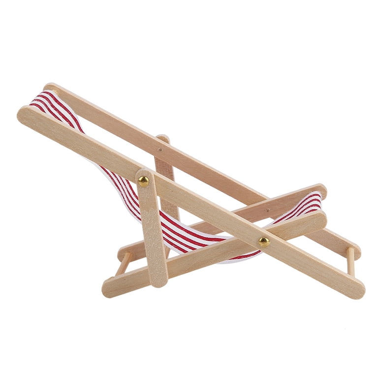 Mini Deck Chair Toy - Adjustable Folding Beach Chair For Dollhouse, Miniature Garden & Home Decor (Oxford Cloth, 7.7")