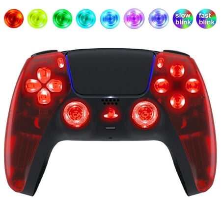 Red Clear Silent Modz LED Light Up Buttons Wireless Custom Controller for PS5
