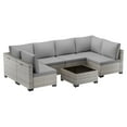 thumbnail image 6 of 7-Piece Patio Furniture Set, Outdoor Patio Furniture with Thick Cushions, Modular Patio Sofa, Dual-Strand Wicker Rattan, Rust-Resistant Frame, Backyard Furniture for Garden, Deck, Grey, 6 of 7