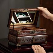 Jewelry Box Organizer Chinese Retro Jewelry Box with Lock Storage Box Necklace Ring Jewelry Box Storage Box Jewelry Organizer Small (A) New
