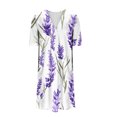 thumbnail image 5 of GaThRRgYP Dresses for Women 2025 Elegant Classy,Womens Summer Pockets Printing Dresses Loose V-Neck Short Sleeve Dresses Purple L, 5 of 5