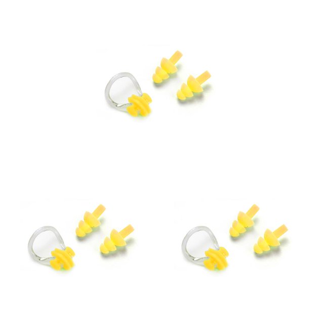 Guardoinrt Waterproof Nose Clip Soft Swimming Anti-skid Anti-noise Earplug Sporting Earbuds Security Pool Swim Ear Protector Yellow 3Set