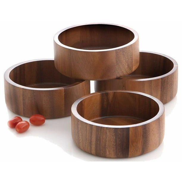Individual Wood Bowl Serving Set 4 Piece Set