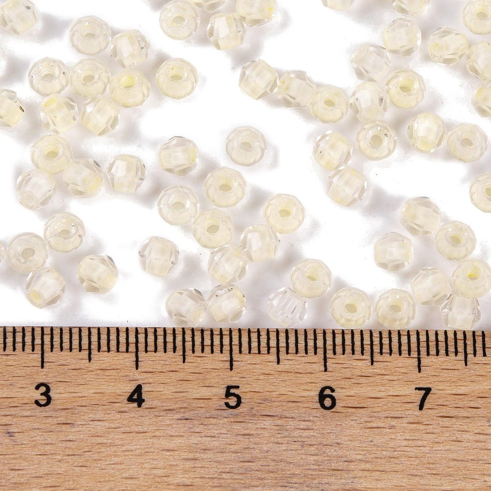 1pound Glass Seed Beads Inside Colours Bicone Pale Goldenrod 4.5x3.5mm Hole: 1.5mm 5625pcs/pound
