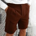 thumbnail image 2 of Havenre Men's Cargo Shorts Button Elastic Waistband Casual Relaxed Fit Stretch Work Shorts with Multi-Pockets Brown XL, 2 of 8