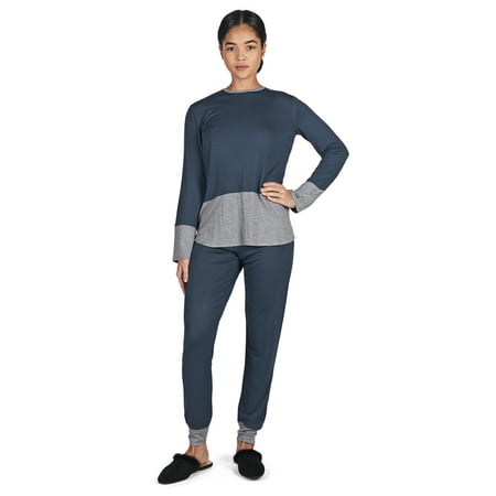 

MeMoi 2 Piece Women s Two Tone Blue and Gray Pajama Set - Womens - Female