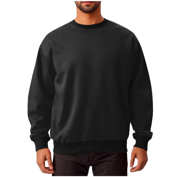 pstuiky camisas de manga larga para hombre, Sudadera deportiva de cuello redondo y manga larga con capucha lisa para hombre Tops de talla grande para hombre s